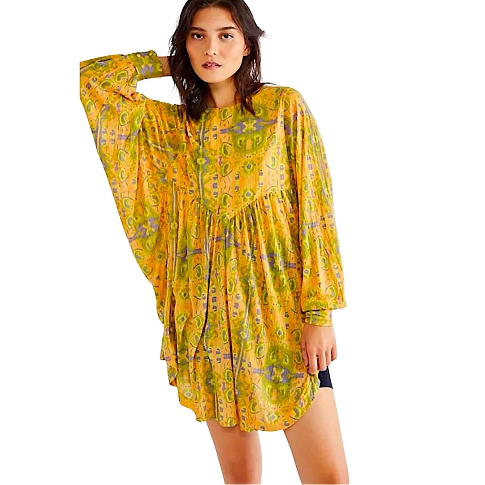 Free People Yellow & Green Printed Tunic